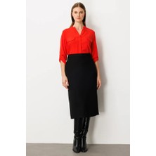 Ekol Yırtmaçlı Krep Etek  2035