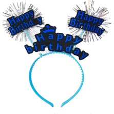 Costurera Happy Birthday Yazılı Püsküllü Neon Mavi Renk Doğum Günü Tacı 22X19 cm