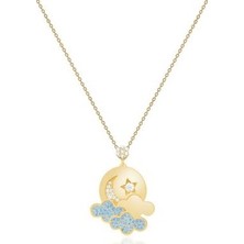 Diamond Line-Gülaylar 14 Ayar Altın Ay Kolye