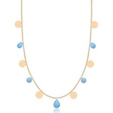 Diamond Line-Gülaylar 14 Ayar Altın Firuze Taş Kolye