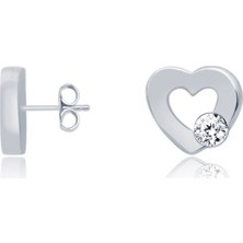 Diamond Line-Gülaylar 14 Ayar Altın Kalp Küpe