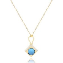 Diamond Line-Gülaylar 14 Ayar Altın Firuze Taş Kolye