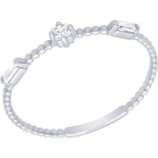 Diamond Line-Gülaylar - Altın 14 Ayar Baget Taşlı Yüzük