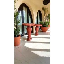 Doğal Masif Ahşap Yan Sehpa 2li Set Maun Renk Zigon ve Fiskos Sehpa