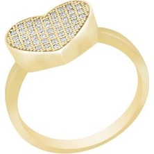 Diamond Line Gülaylar Altın 14 Ayar Kalp Yüzük