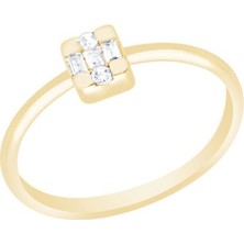 Diamond Line-Gülaylar - Altın 14 Ayar Baget Taşlı Yüzük