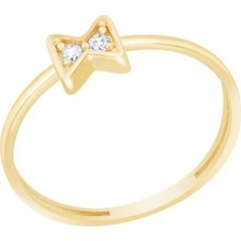 Diamond Line-Gülaylar - Altın 14 Ayar Fiyonk Yüzük