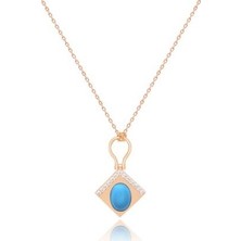 Diamond Line-Gülaylar 14 Ayar Altın Firuze Taş Kolye