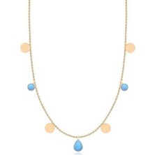 Diamond Line-Gülaylar 14 Ayar Altın Firuze Taş Kolye