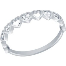 Diamond Line-Gülaylar - Altın 14 Ayar Kalp Yüzük