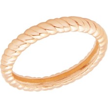 Diamond Line-Gülaylar Pembe Altın 14 Ayar Trend Taşsız Yüzük