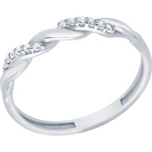 Diamond Line-Gülaylar Beyaz Altın 14 Ayar Trend Yüzük
