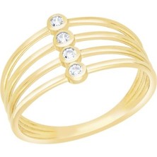 Diamond Line-Gülaylar - Altın 14 Ayar Trend Yüzük