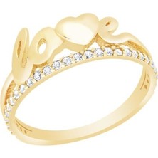 Diamond Line-Gülaylar - Altın 14 Ayar Love Yüzük