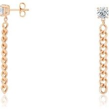 Diamond Line-Gülaylar 14 Ayar Altın Sallantılı Zincirli Küpe