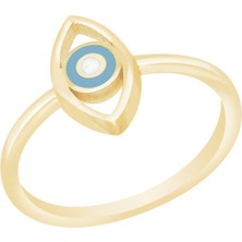 Diamond Line-Gülaylar Altın 14 Ayar Nazar Boncuğu Yüzük