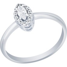 Diamond Line-Gülaylar Beyaz Altın 14 Ayar Trend Yüzük