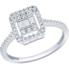 Diamond Line-Gülaylar Beyaz Altın 8 Ayar Baget Yüzük