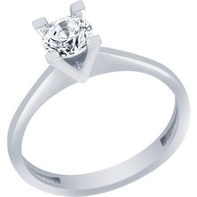 Diamond Line-Gülaylar Beyaz Altın 14 Ayar Tektaş Yüzük