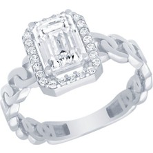 Diamond Line-Gülaylar Beyaz Altın 14 Ayar Baget Yüzük