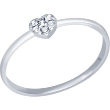 Diamond Line-Gülaylar Beyaz Altın 14 Ayar Kalp Yüzük