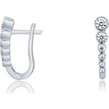 Diamond Line-Gülaylar 14 Ayar Beyaz Altın J Küpe