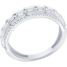 Diamond Line-Gülaylar Beyaz Altın 14 Ayar Baget Yüzük