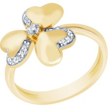 Diamond Line-Gülaylar Sarı Beyaz Altın 14 Ayar Koleksiyon Yüzük