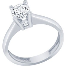 Diamond Line-Gülaylar Beyaz Altın 14 Ayar Tektaş Yüzük
