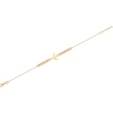 Diamond Line-Gülaylar 14 Ayar Sarı Altın Kuş Bileklik