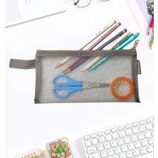 Limmy Kalem Kutusu Şeffaf File Yıkanabilir Mesh Kalemlik - Gri