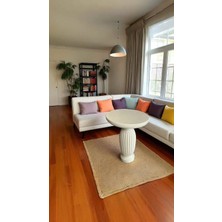 Doğal Masif Ahşap Tekli Yan Sehpa Krem Renk Modern Mantar Sehpa