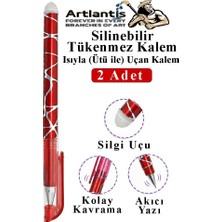 Artlantis Kırmızı Silinebilir Tükenmez Kalem 2 Adet Bıa Silinebilir Jel Pilot Kalem Mürekkepli Kolay Silinebilir Kumaş Kalemi