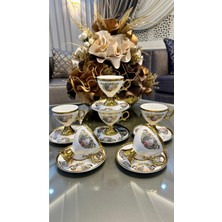 UltraNova Şık 6 Kişilik Porselen Ayaklı Gold Kahve Fincanı Takımı