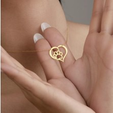 Myz Takı Kalp ve Pati Figürlü 925 Ayar Gümüş Kadın Kolyesi