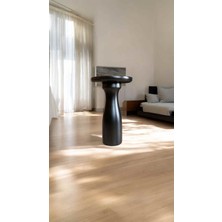 Siyah Masif Ahşap Yan Sehpa Tekli Doğal Mantar Sehpa Tasarımı