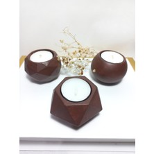 Emily Samy Geometrik Desenli  Antiquity Gold 3'lü Mumluk Set, Dekoratif Masa Sehpa Üstü Aksesuar