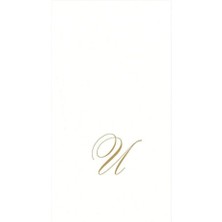 Caspari White Pearl & Gold Paper Linen Single Initial Boxed Guest Towel Napkins - 24 Per Package