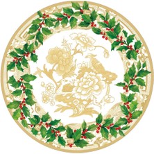 Caspari Holly Ceramic Ivory/gold Hardback Placemat - 1 Count