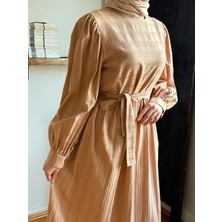 Bel ve Etek Büzgülü Keten Flam Elbise 1847 Navra | Fendel