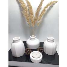 Emily Samy Modern Minimal Vazo Set 3'lü, Ev & Ofis Hediyelik, Dekoratif Obje, Beyaz