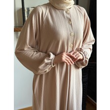 Reglan Kol Yarım Pat Eteği Büzgülü Örme Elbise 2416 Navra | Fendel