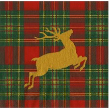 Caspari Reindeer Tartan Red Luncheon Napkins - Includes 20 Luncheon Napkins