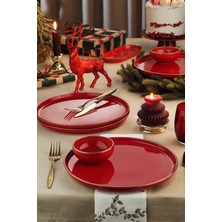 Kütahya Porselen Holyday 4 Parça 27 cm Servis Tabağı Kırmızı