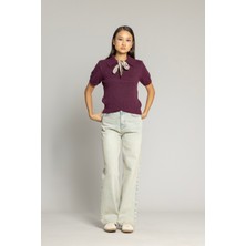 Nisan Triko Polo Yaka Fular Detaylı Kazak