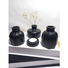 Emily Samy Modern Minimal Vazo Set 3'lü, Ev & Ofis Hediyelik, Dekoratif Obje, Beyaz