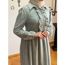 Yarım Pat Fırfırlı ve Astarlı Dantel Elbise 1870 Navra | Fendel
