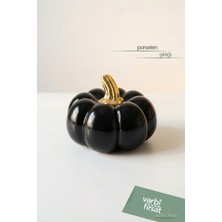 VarBiFırsat Siyah Porselen Balkabağı – Gold Saplı Premium Dekoratif Obje