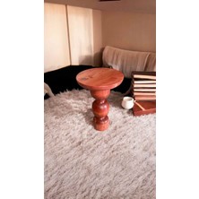 Doğal Masif Ahşap Tekli Yan Sehpa Maun Renk Modern Mantar Sehpa