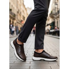 Ebrus Trend ET0244 İçi Dışı Hakiki Deri Bantlı Rahat Taban Casual Kahverengi Erkek Ayakkabı